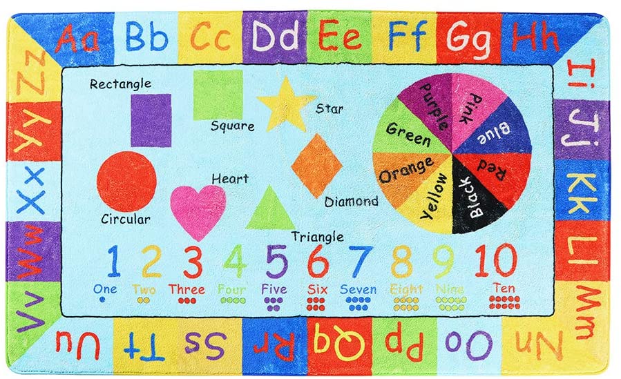 Playroom Rainbow Alphabet Blue Rug